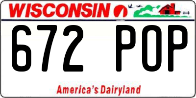 WI license plate 672POP