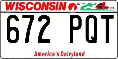 WI license plate 672PQT