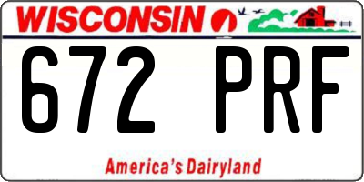 WI license plate 672PRF