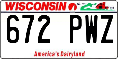 WI license plate 672PWZ