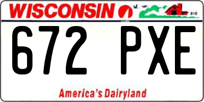 WI license plate 672PXE