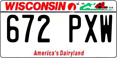 WI license plate 672PXW