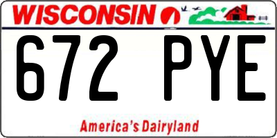 WI license plate 672PYE