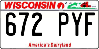 WI license plate 672PYF