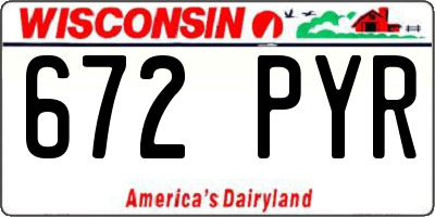WI license plate 672PYR