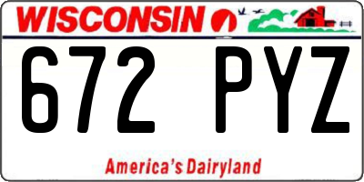 WI license plate 672PYZ