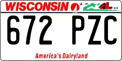 WI license plate 672PZC