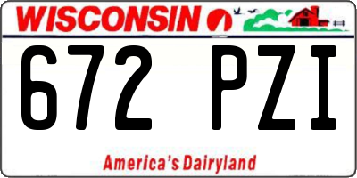 WI license plate 672PZI