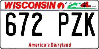 WI license plate 672PZK