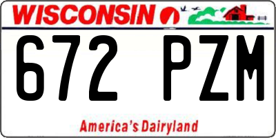 WI license plate 672PZM
