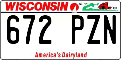 WI license plate 672PZN