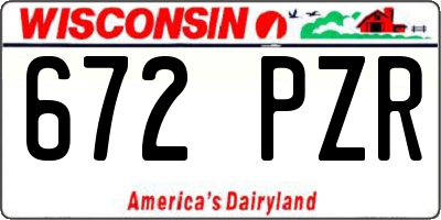 WI license plate 672PZR