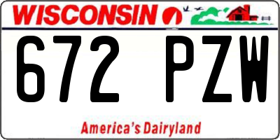 WI license plate 672PZW