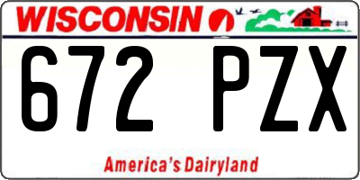 WI license plate 672PZX
