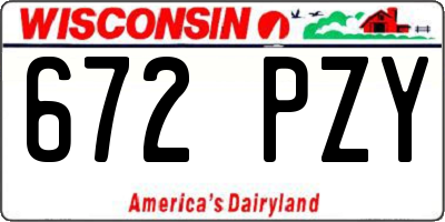 WI license plate 672PZY