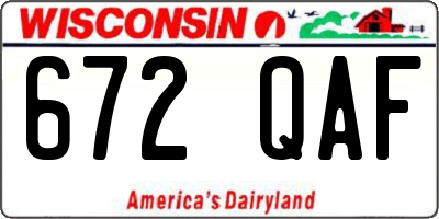 WI license plate 672QAF