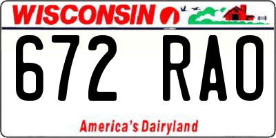 WI license plate 672RAO