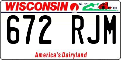 WI license plate 672RJM