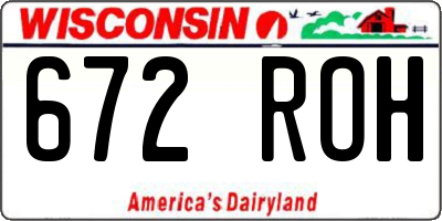 WI license plate 672ROH