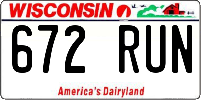 WI license plate 672RUN