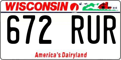 WI license plate 672RUR