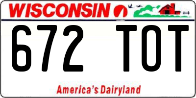 WI license plate 672TOT
