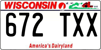 WI license plate 672TXX