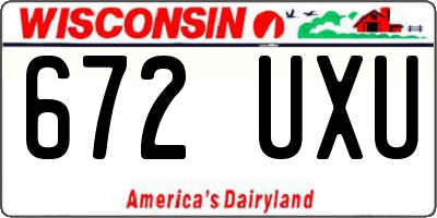 WI license plate 672UXU