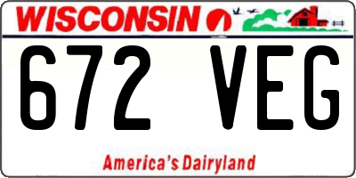 WI license plate 672VEG