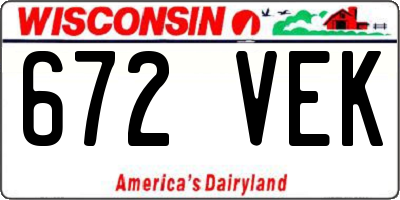 WI license plate 672VEK
