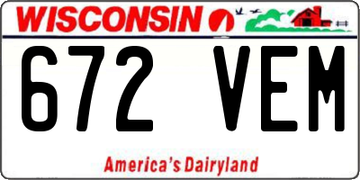 WI license plate 672VEM