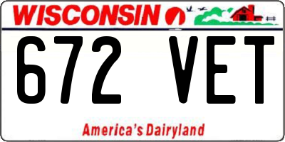 WI license plate 672VET