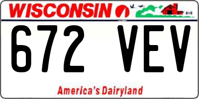 WI license plate 672VEV