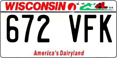 WI license plate 672VFK