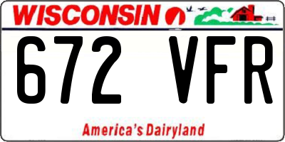 WI license plate 672VFR