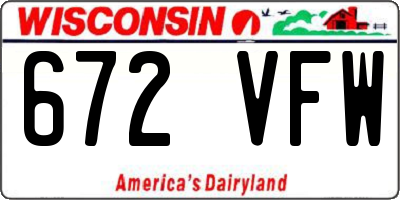 WI license plate 672VFW