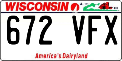 WI license plate 672VFX
