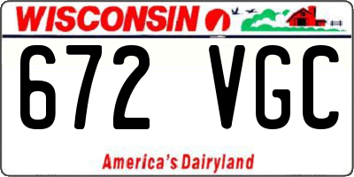 WI license plate 672VGC