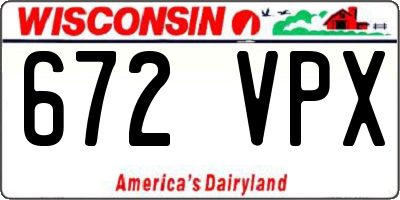 WI license plate 672VPX