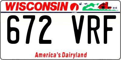 WI license plate 672VRF