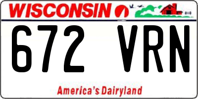 WI license plate 672VRN