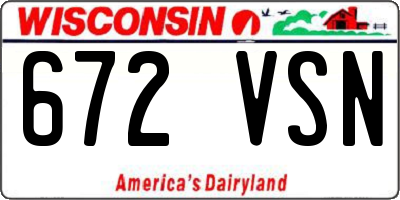 WI license plate 672VSN