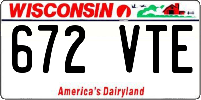 WI license plate 672VTE