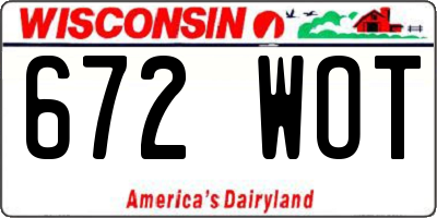 WI license plate 672WOT