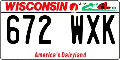 WI license plate 672WXK
