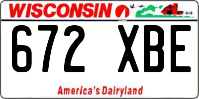 WI license plate 672XBE
