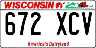 WI license plate 672XCV