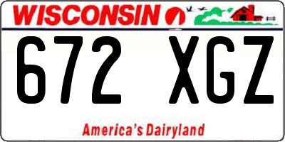 WI license plate 672XGZ
