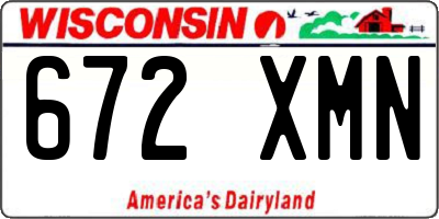 WI license plate 672XMN