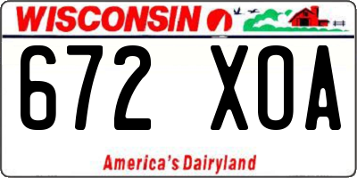WI license plate 672XOA